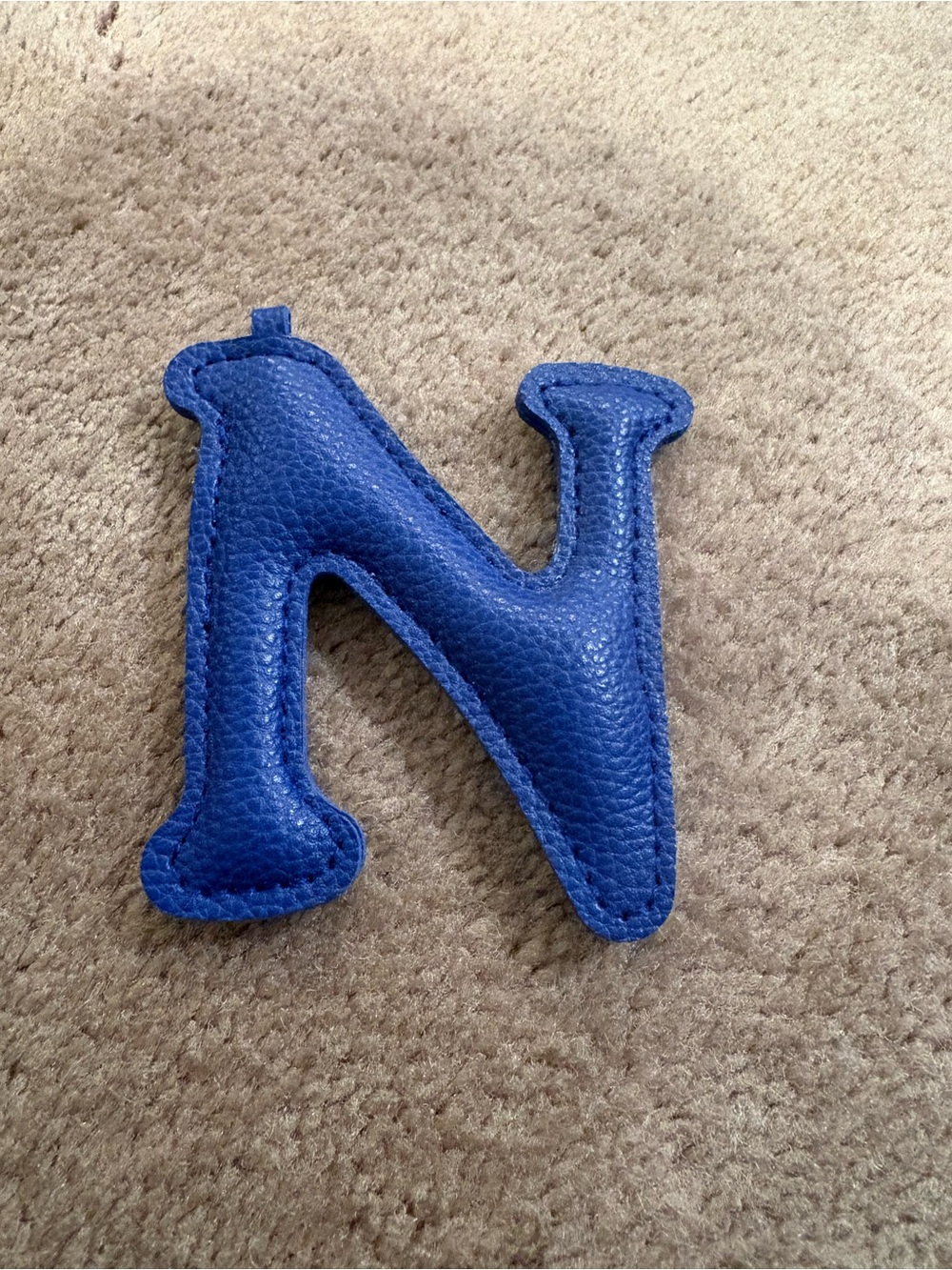 Cushioned Pleather Letter “N” Keychain Charm